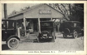 Warwick Beverages Soda Sign - Lewis Store Nausauket RI c1915 Postcard