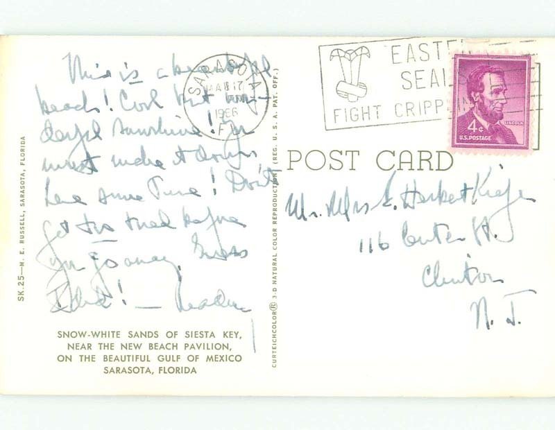 Pre-1980 BEACH SCENE Sarasota Florida FL d7536