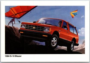 Chevy Car, 1984 S-10 Blazer, Trucks, Red Car, Automobile, Vintage Postcard