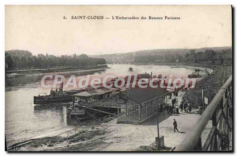 Postcard Old Saint Cloud L'Embarcadere Bateaux Parisiens