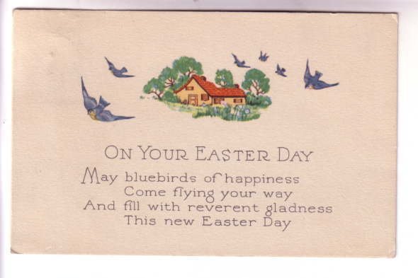 On Your Easter Day Poem, Bluebirds, Used 1928