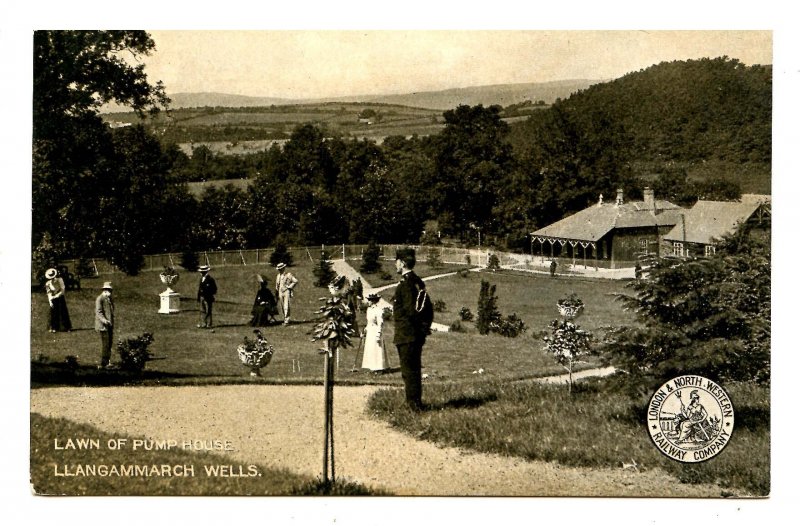 UK - Wales, Llangammarch Wells. Lawn of Pump House. L&NW Rwy