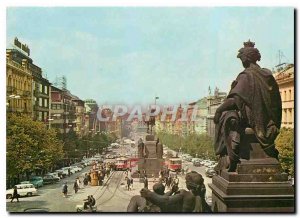 Postcard Modern Praha Wenceslas Square