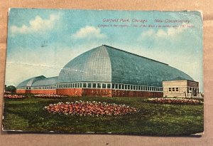 1911 USED  PENNY POSTCARD - GARFIELD PARK NEW CONSERVATORY, CHICAGO ILL CREASED