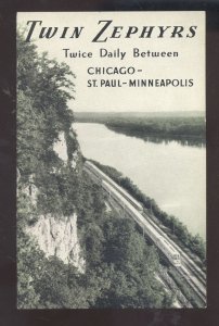 TWIN ZEPHYRS CHICAGO TO ST. PAUL MINNESOTA BURLINGTON ROUTE POSTCARD