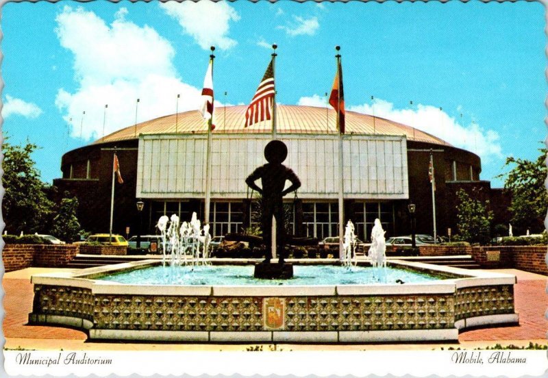 2~4X6 Postcards MOBILE, AL Alabama MUNICIPAL AUDITORIUM~Fountain & AZALEA TRAIL