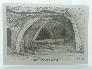 Beer Quarry Caves Drawing Art Postcard Nigel Wright Reformation Catholic Chapel