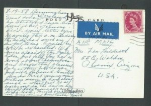1958 Post Card Grt Britain Stratford-On-Avon Shakespares Home W/Etiquette