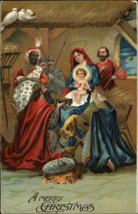 Christmas Nativity Wisemen Soldiers Jesus Christ c1910 Vintage Postcard