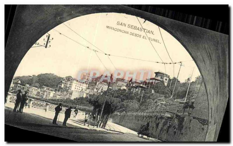 Postcard Old San Sebastian Miraconcha desde el tunel