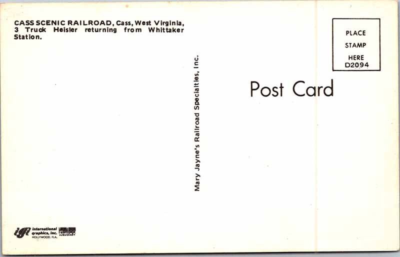 Postcard TRAIN SCENE Cass West Virginia WV AM8182