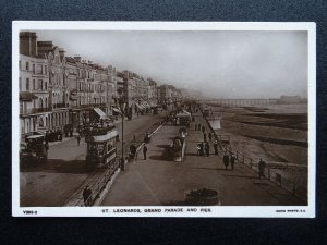 East Sussex ST. LEONARDS Grand Parade & Pier - Old RP Postcard by Rapid Photo