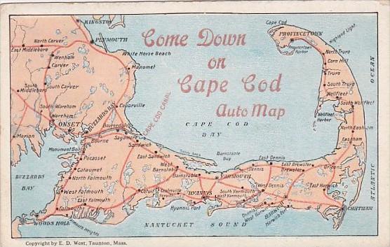 Come Down On Cape Cod Massachusetts Auto Map Curteich