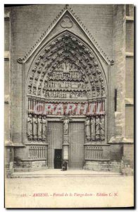 Old Postcard Amiens Portal gilded Virgin