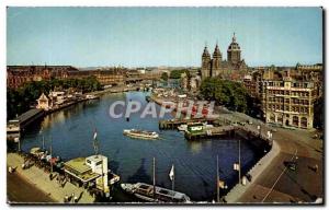 Old Postcard Netherlands Amsterdam Prins Hendrikkade Sint Nicolaaskerk