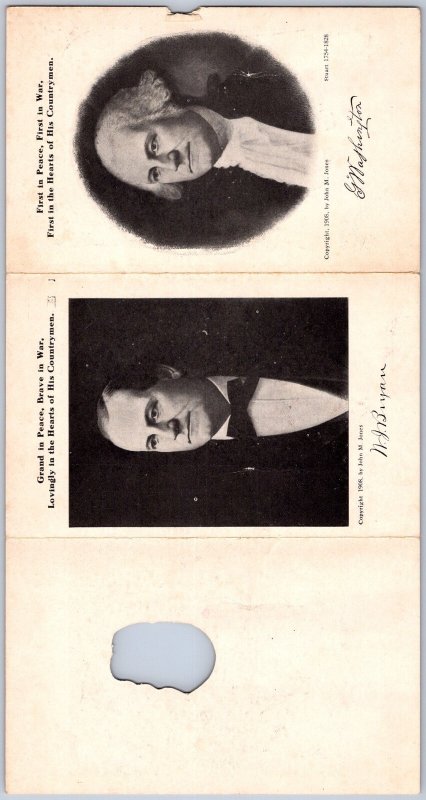 DS1/ Patriotic Postcard c1910 William Jennings Bryan Washington Face 6-Panel 124