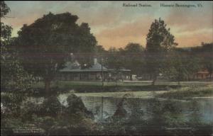 Bennington VT RR Train Station Depot c1910 Hand Colored Postcard