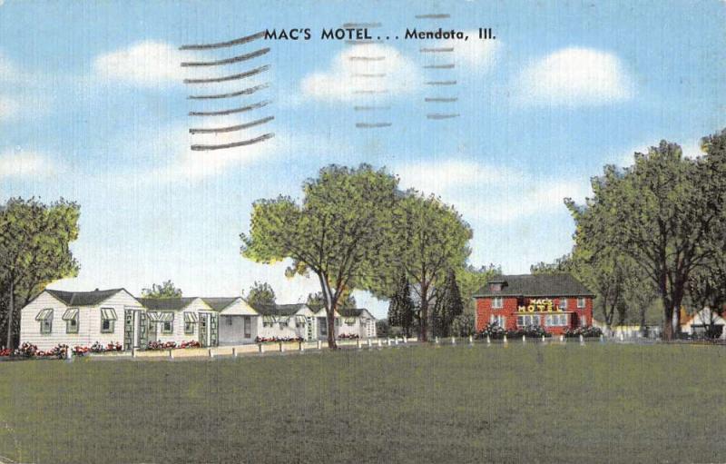 Mendota Illinois Macs Motel Street View Antique Postcard K41264