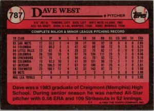 1989 Topps Baseball Card Dave West New York Mets sk3120