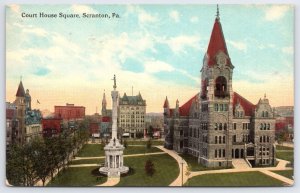 Courthouse Square Scranton Pennsylvania PA Religious Building Monument Postcard