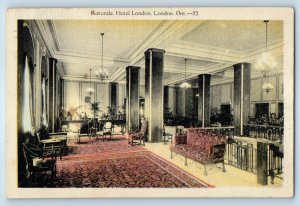 1934 London Ontario Canada Vintage Postcard Rotunda Hotel Interior View Lobby