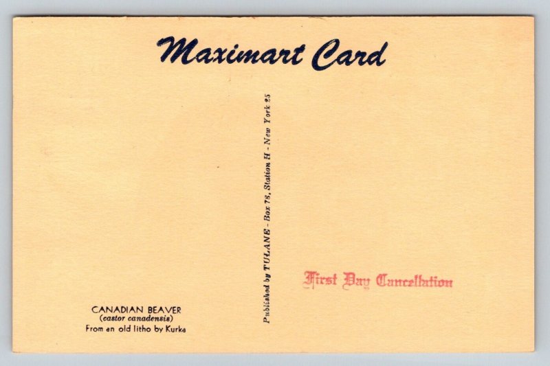 1954 Canada Beaver Maximum Card First Day Issue Ottawa Postmark Kurka Litho