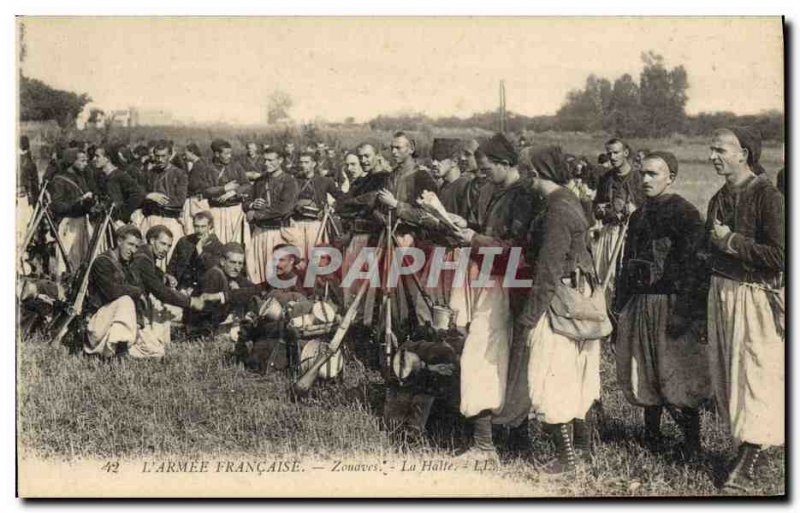 Old Postcard Army Zouaves Halt