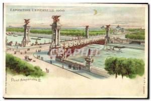 Old Postcard transparent map Paris Exposition Universelle 1900 Pont Alexandre...