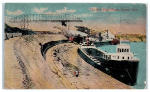 Early 1900s The Steel Plant Docks, Great Lakes Steamers, Lorain, OH Postcard 