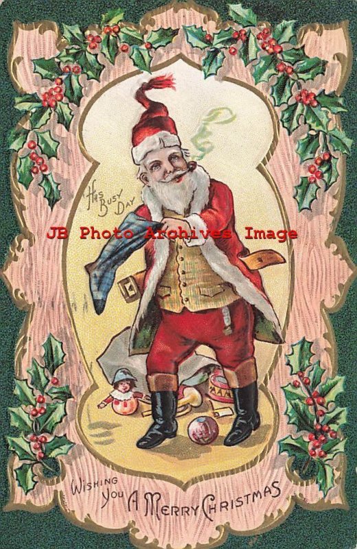 Christmas, Nash No 18, Red Suit Santa Smoking Pipe Filling Stocking