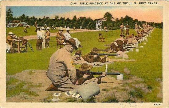 Military, Army Camp, Rifle Practice, Asheville Postcard No. E-4597