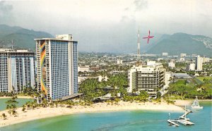 Waikiki Beach Hawaii 1972 Postcard Hilton Hawaiian Village Hotel 