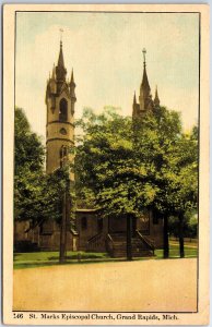 VINTAGE POSTCARD ST. MARKS EPISCOPAL CHURCH AT GRAND RAPIDS MICHIGAN c. 1920