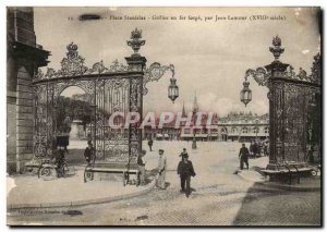 Old Postcard Nancy Place Stanislas iron grilles forge Jean Lamour