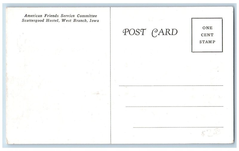 c1920's Scattergood Hostel American Friends Service West Branch Iowa IA Postcard