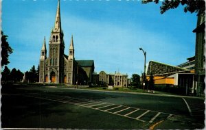 Main Street View Joliette Quebec Canada Buildings Crosswalk Postcard Vintage UNP 