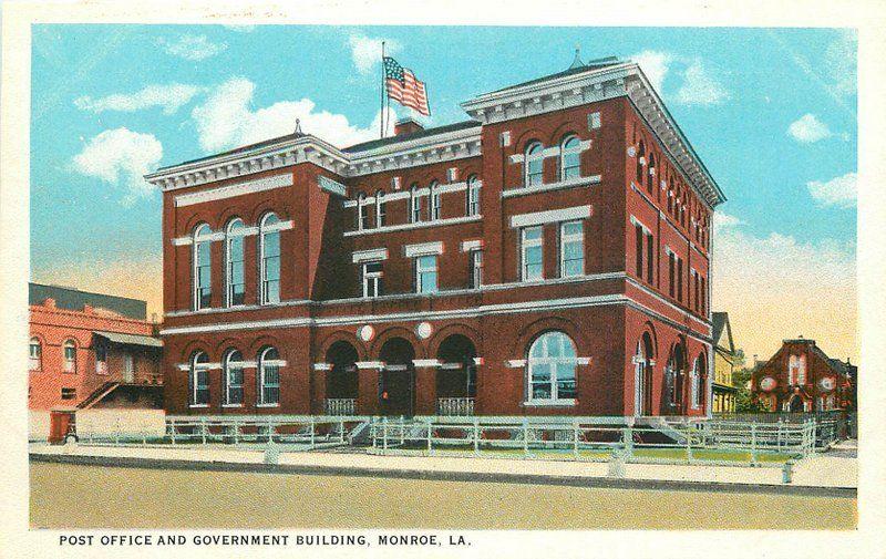 1920s Post Office Government Building MONROE LOUISIANA Teich postcard 5001