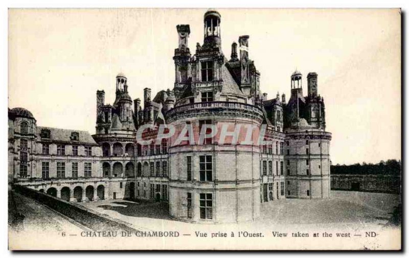 Old Postcard Chateau de Chambord has taken the view & # 39Ouest