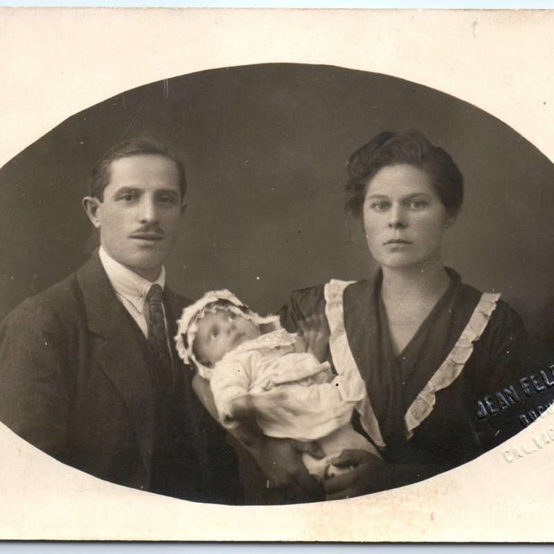 c1910s Bucharest, Romania Family RPPC Cute Woman Baby Man Photo J. Feldmann A124