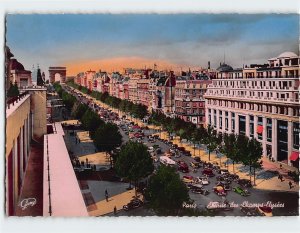 Postcard Champs-Elysées Avenue, Paris, France