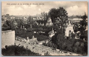 Vtg Sevilla Spain Vista General de los Jardines de Alcazar Gardens Postcard