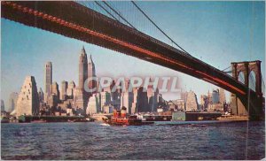 Modern Postcard Brooklyn Bridge spanning the east river and connecting Manhat...