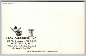 Postcard Automobile Leon Carpenter Fiat Advert Fayetteville 1912 Apperson