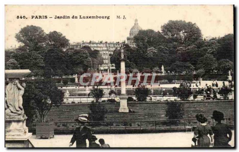 Old Postcard Paris Luxembourg Garden