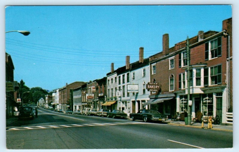 HALLOWELL, Maine ME ~ Antique Shops WATER STREET Scene Kennebec County  Postcard
