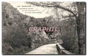 Old Postcard Avallon Vallee du cousin A corner rock