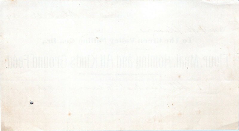 Cambridge Maryland Vtg Billhead Letterhead 1904 GREEN VALLEY MILLING CO. Farming