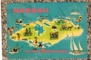 The Bahamas Vintage Map Postcard, Vacation, Travel, Postcrossing