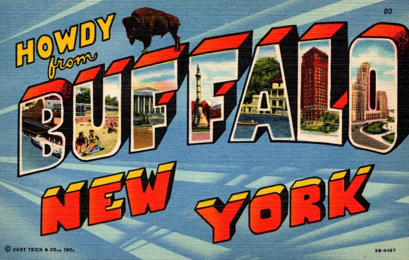 New York Buffalo Howdy Greetings From The City Of Good Neighbors Curteich