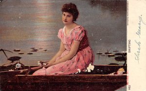 Drifting A girl in a canoe D.P.O. , Discontinued Post Office 1906 